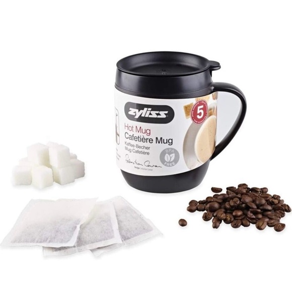Zyllis Hot Mug Cafetière Coffee Tea Camping Travel French Press Single Serve New - Picture 1 of 11